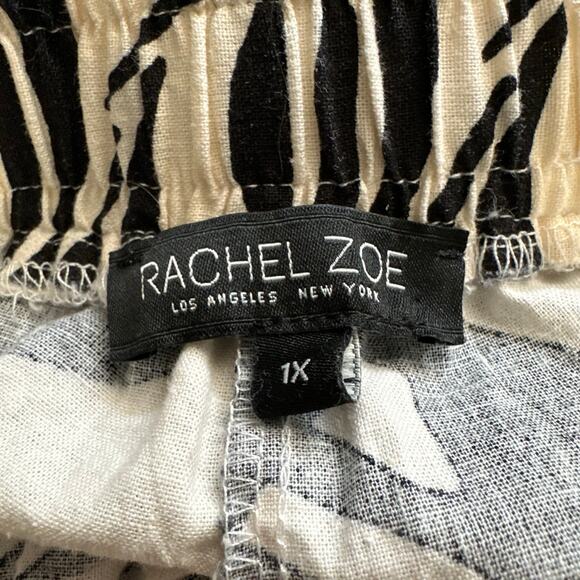 Rachel Zoe Womens size 1X Linen Cropped Cargo Pants Safari Pull On Tropical - Picture 7 of 9